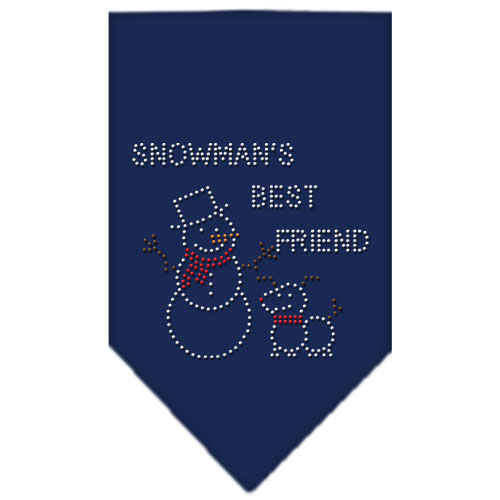 Snowman's Best Friend Rhinestone Bandana Navy Blue Small